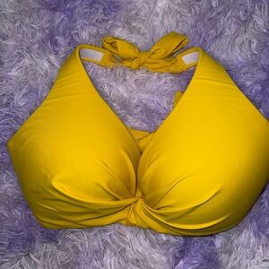 Gold Tie Front Sleeveless Bikini